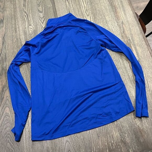 NWOT Nike Mens Dri-Fit T-Shirt Quarter Zip Mock Neck Pullover Royal Blue Large - Picture 2 of 4